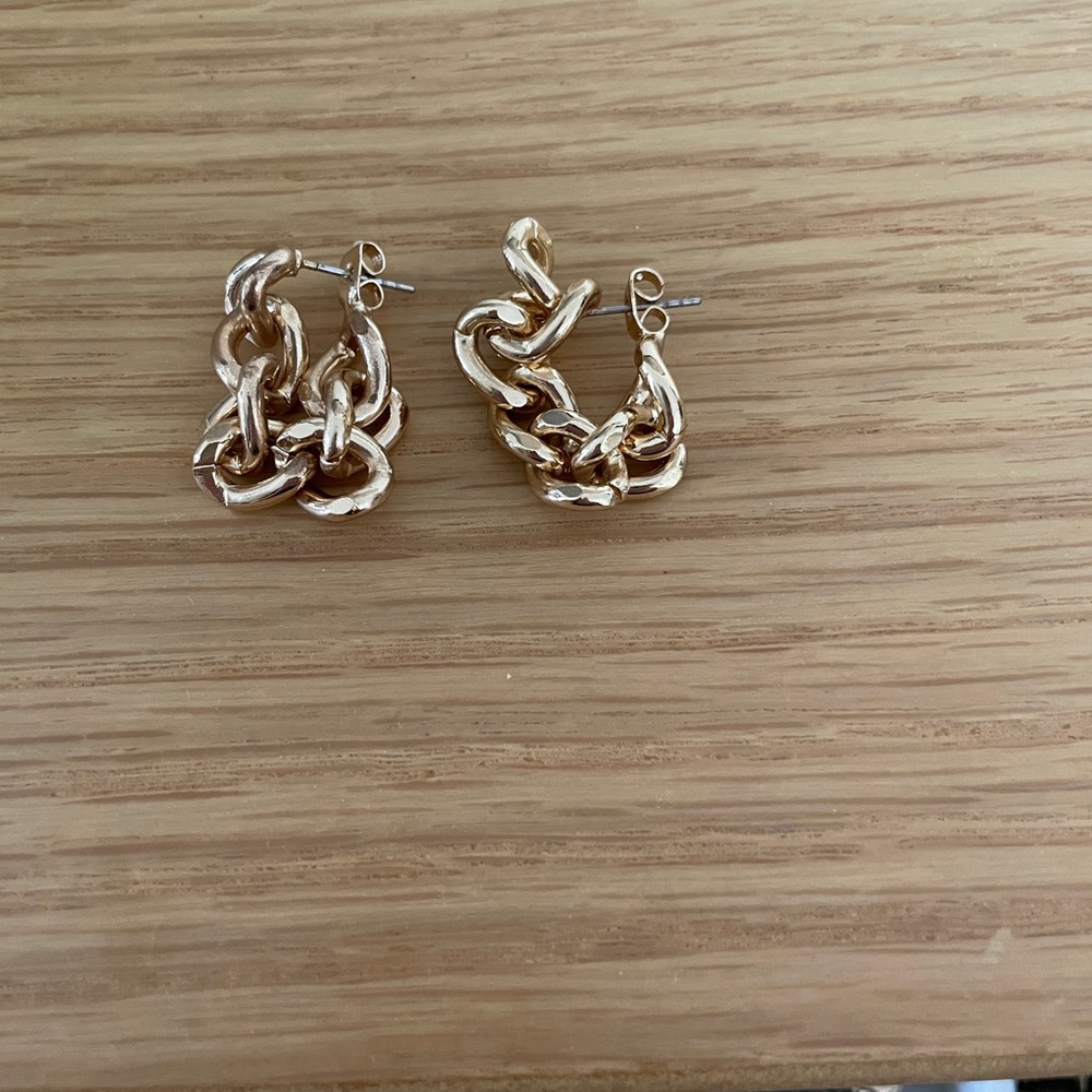 Gold chain hoop earrings
